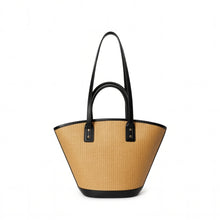 Load image into Gallery viewer, Salerno Clamshell Bag - Sunkissed Raffia & Black