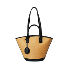 Load image into Gallery viewer, Salerno Clamshell Bag - Sunkissed Raffia & Black