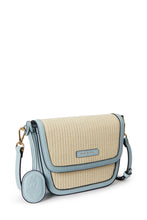 Load image into Gallery viewer, Amelia Saddle Bag - Sand Raffia & Baby Blue