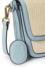 Load image into Gallery viewer, Amelia Saddle Bag - Sand Raffia & Baby Blue
