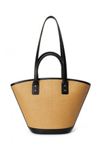 Load image into Gallery viewer, Salerno Clamshell Bag - Sunkissed Raffia & Black