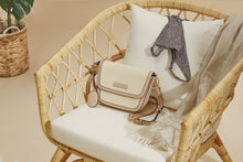 Load image into Gallery viewer, Amelia Saddle Bag - Sand Raffia & Beige