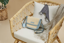Load image into Gallery viewer, Amelia Saddle Bag - Sand Raffia & Baby Blue