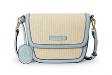 Load image into Gallery viewer, Amelia Saddle Bag - Sand Raffia & Baby Blue