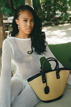 Load image into Gallery viewer, Salerno Clamshell Bag - Sunkissed Raffia &amp; Black
