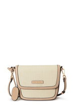 Load image into Gallery viewer, Amelia Saddle Bag - Sand Raffia &amp; Beige

