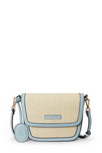 Load image into Gallery viewer, Amelia Saddle Bag - Sand Raffia &amp; Baby Blue

