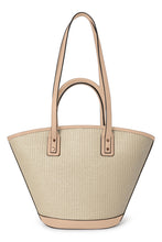 Load image into Gallery viewer, Salerno Clamshell Bag - Sand Raffia &amp; Beige
