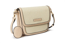 Load image into Gallery viewer, Amelia Saddle Bag - Sand Raffia &amp; Beige
