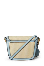 Load image into Gallery viewer, Amelia Saddle Bag - Sand Raffia &amp; Baby Blue
