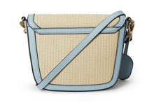 Load image into Gallery viewer, Amelia Saddle Bag - Sand Raffia &amp; Baby Blue
