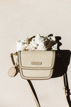 Load image into Gallery viewer, Amelia Saddle Bag - Sand Raffia &amp; Beige
