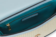 Load image into Gallery viewer, Amelia Saddle Bag - Sand Raffia &amp; Baby Blue
