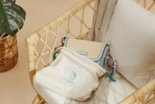 Load image into Gallery viewer, Amelia Saddle Bag - Sand Raffia &amp; Baby Blue
