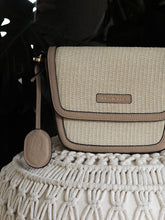 Load image into Gallery viewer, Amelia Saddle Bag - Sand Raffia &amp; Beige
