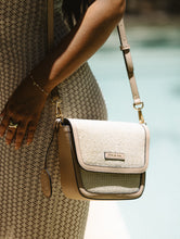 Load image into Gallery viewer, Amelia Saddle Bag - Sand Raffia &amp; Beige
